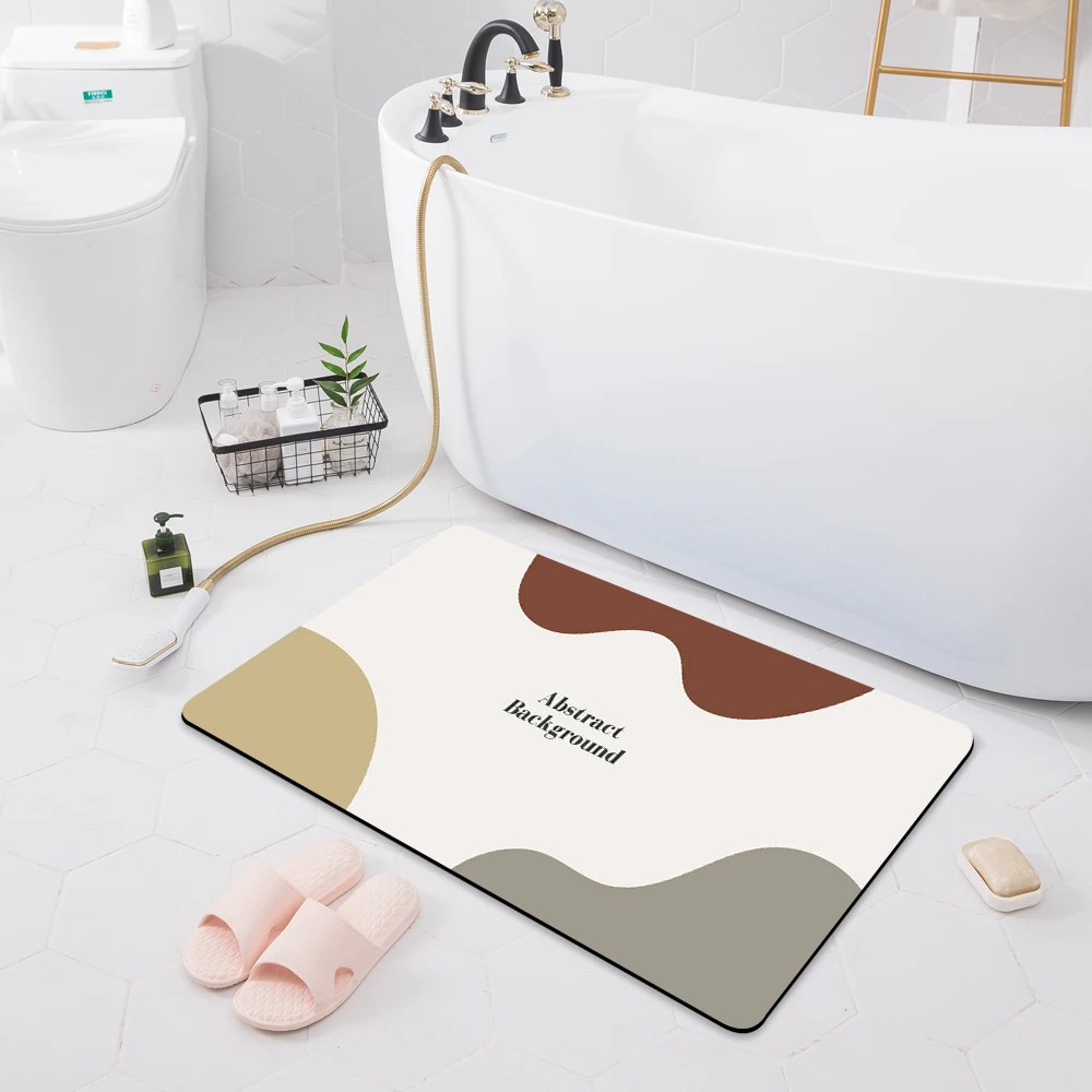 

Modern Bathroom Absorbent Anti-Slip Rug Shower Room Bathtub Floor Home Toilet Mat Entrance Doormat Decor Kitchen Bedroom Carpet