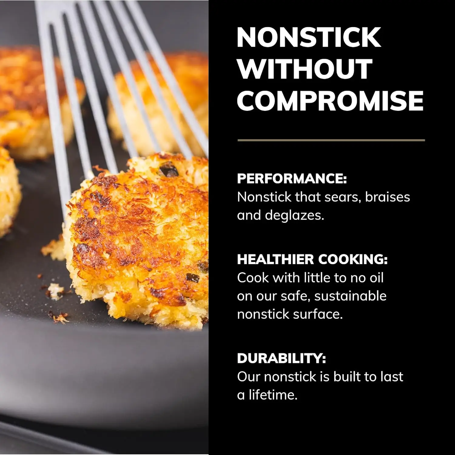 Professional Fry Pan Set - Includes 9.5” & 11” Fry Pans - Easy-to-Use Nonstick Cookware - Dishwasher, Metal Utensil & Ov 3