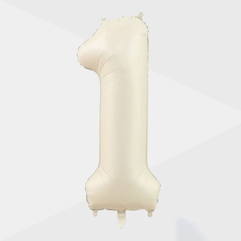 32inch Foil Number Balloons 1-9 Large Digital Foil Helium Ball Birthday Party Decoration Anniversary party Supplies Cream Color