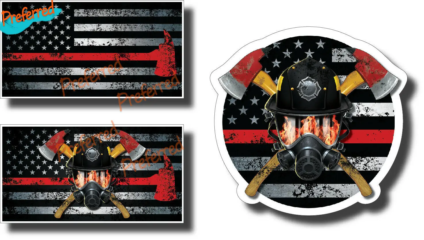 

Red Line Firefighter Fire Helmet AXE American Flag Vinyl Creative Car Sticker for Car Fire Truck Truck Window Styling Decal PVC