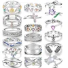 925 Sterling Silver Colorful Rings Sparking Zirconium Ring Popular Wedding Rings For Women Jewelry Anniversary Friend Lover Gift