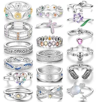 925 Sterling Silver Colorful Rings Sparking Zirconium Ring Popular Wedding Rings For Women Jewelry Anniversary Friend Lover Gift 1