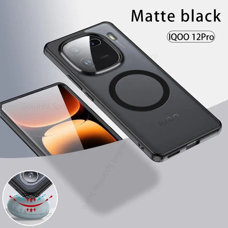 

Capa For vivo X100 Pro For Magsafe Magnetic Acrylic Transparent Case For VIVO X100 IQOO 12 Pro Wireless Charging Magsafing Cover