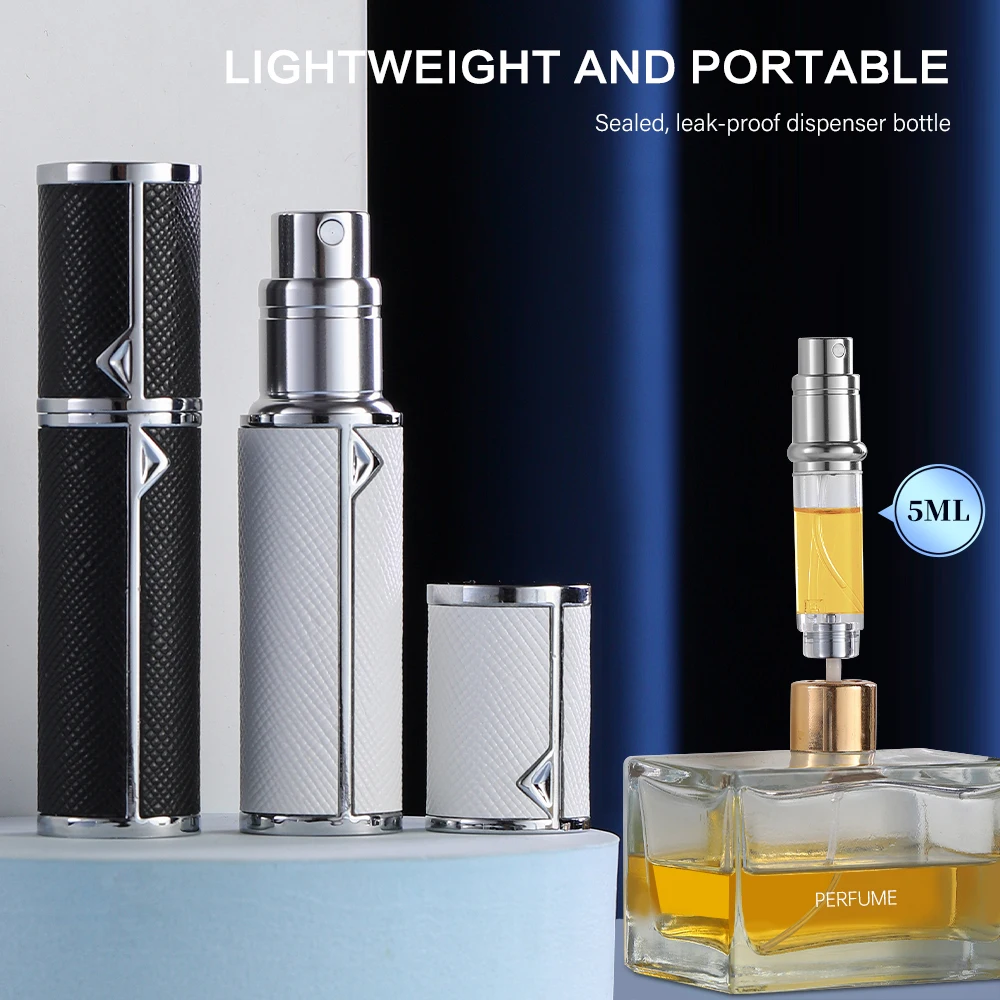Louischanzl Premium PU Lederen Sprayflacon, geschikt voor in het vliegtuig, luchtdichte reisparfumspray, 5 ml parfumverstuiver._voghion.com