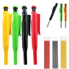 Solid Carpenter Pencil Set with Refill Lead Woodworking Tools Mechanical Pencil Construction Job Tools Carpentry Marking Scriber 1