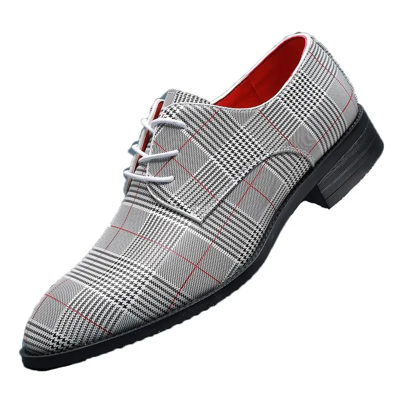 Men Classic Business Shoes Pointed Toe Lace-Up Formal Wedding Shoes Canvas Male Footwear Plus Size 38-48 mens leather dress shoes