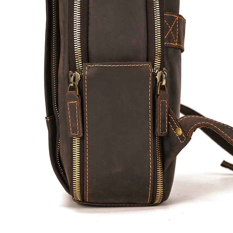 Womens Rustic Brown Leather Backpack Mens Purse