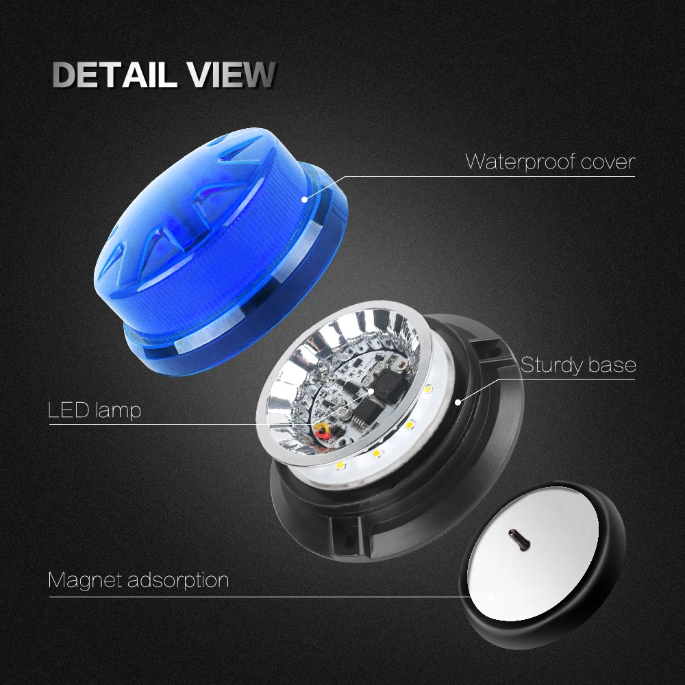 Bogrand 9-28V Mini Led Blue Rotating Ambulance Emergency Strobe Warning Police Beacon Light With Magnet