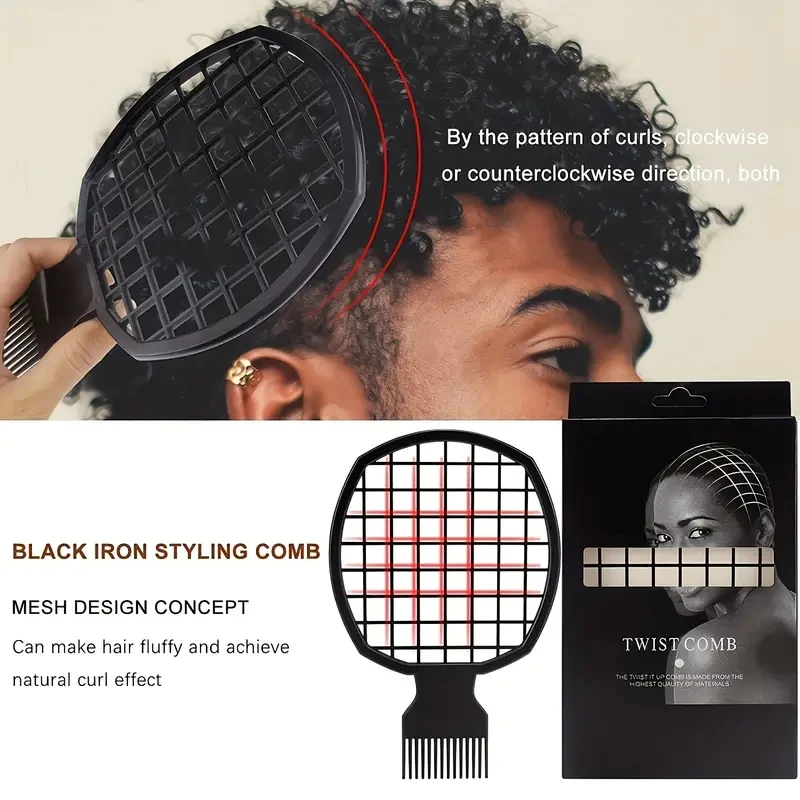 pcs Hair Sponge Set With Curl Sponge Glove, Afro Hair Sponge Barber Brush, Metal Hair Pick And Hair Twist Comb 2