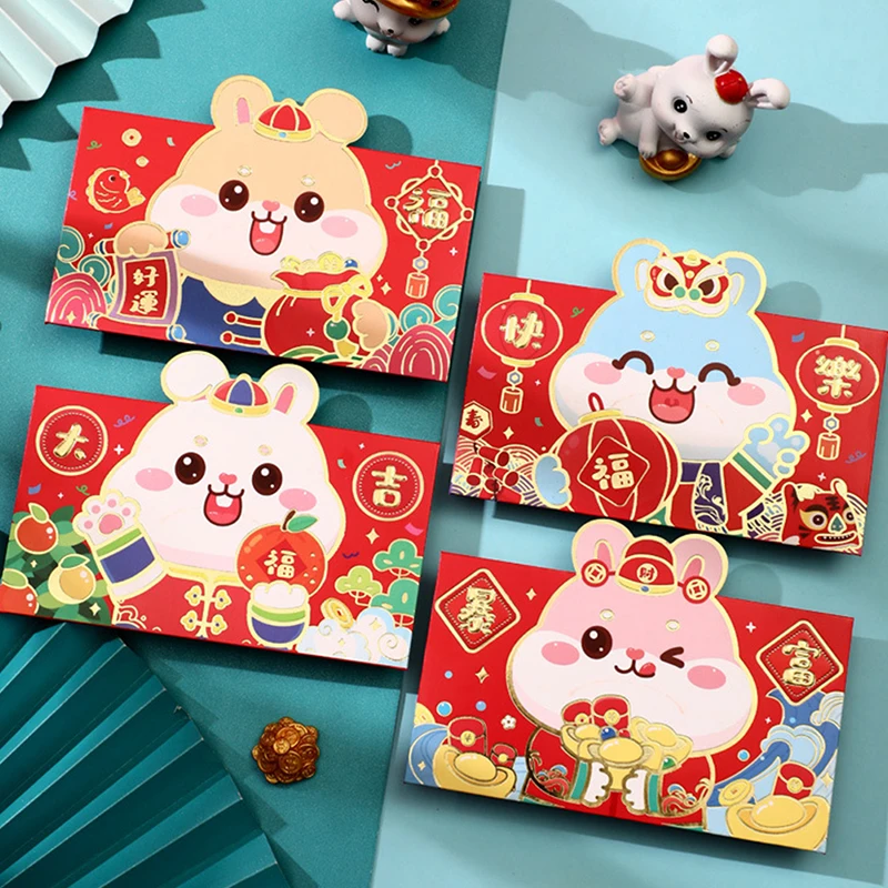  6 Pieces 2023 Rabbit Chinese New Year Red Envelope Silk Red  Envelope Year of Rabbit New Year Envelope Hong Bao Red Card Pocket Lucky  Money for Spring Festival Wedding Birthday (