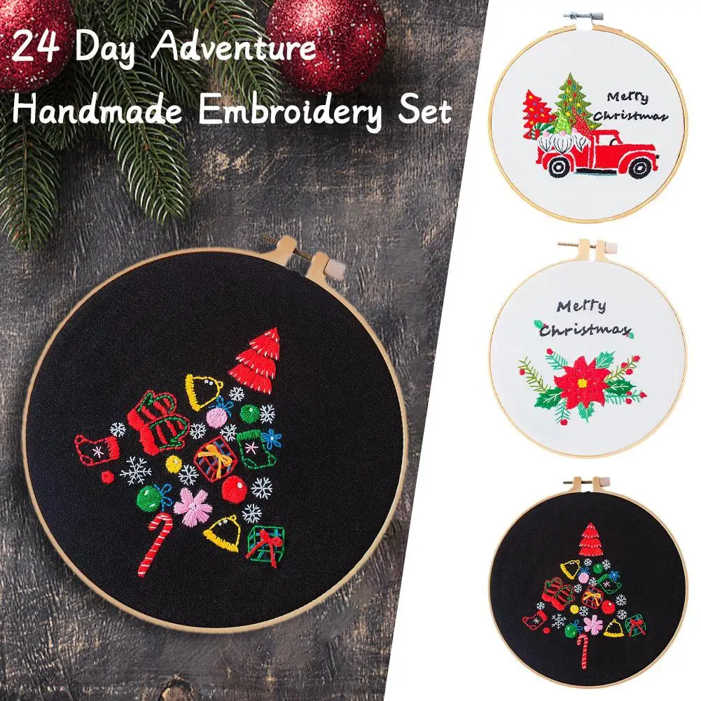 

24 Days Of Advent Hand Embroidery Kit For Merry Christmas Stitching Enthusiasts Present