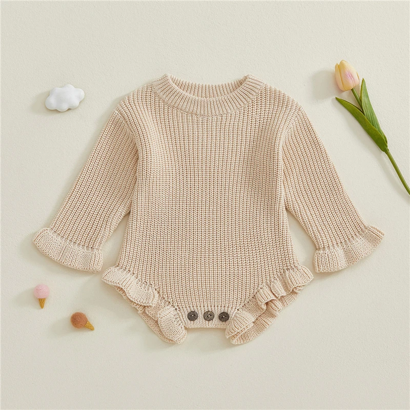 Ruffle Knit Cotton Baby Romper 2