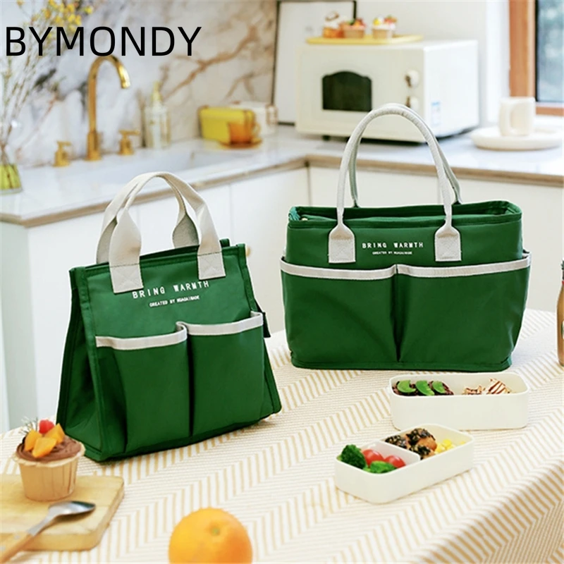 BYMONDY Outdoor Thermal Lunch Bag Thickened Insulated Food Bento Tote Bags for Women Work Travel Portable Handbag Large Capacity funny cockatoo cockatiel thermal insulated lunch bag women parrot birds resuable lunch tote work travel storage meal food box