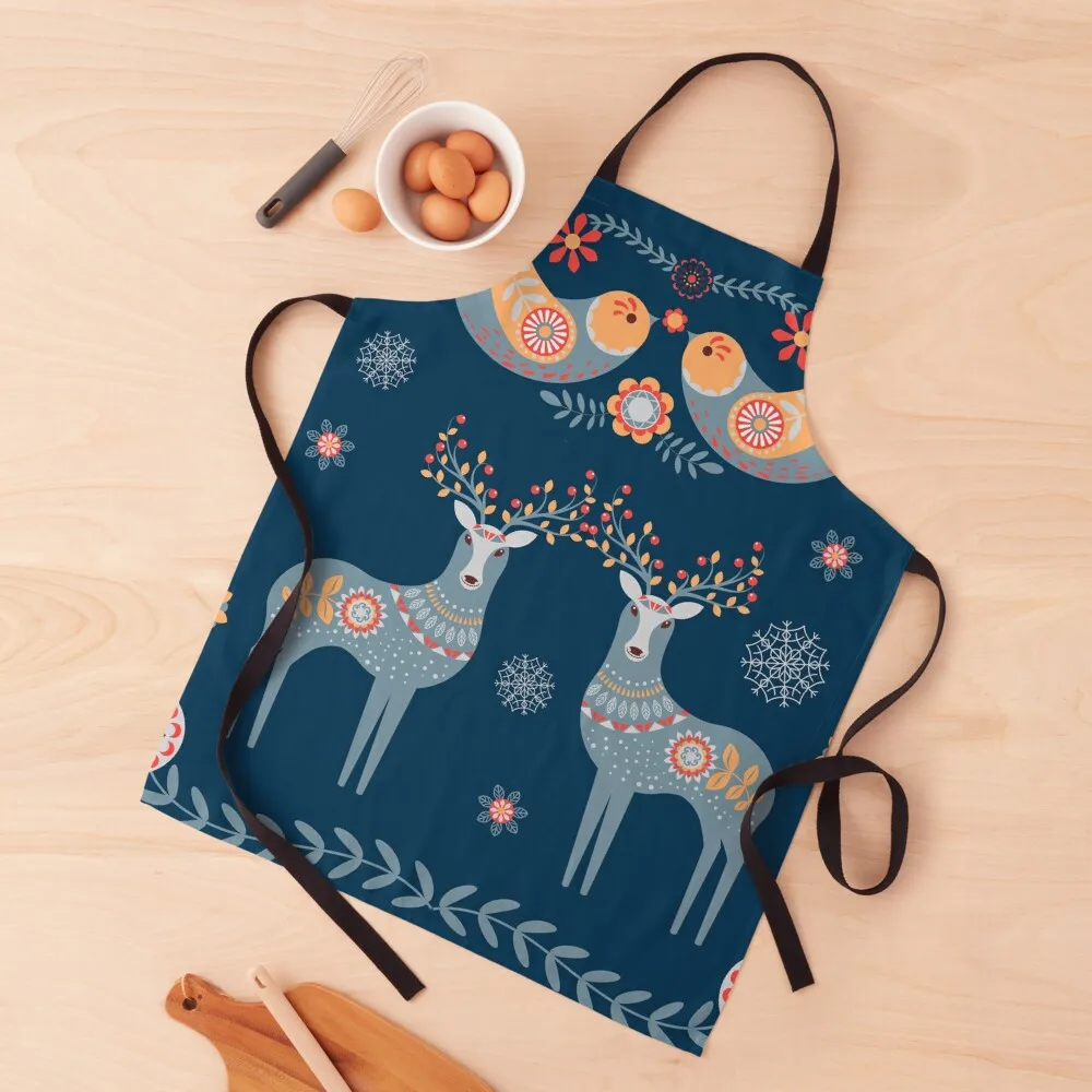

Nordic Winter Blue Apron Kids Apron Women Kitchen'S Apron