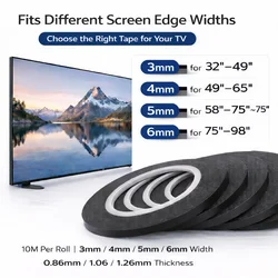 Premium Double - Sided Adhesive Foam Tape for Screen and LED Panel Repair - Black (Extra Strong Sticky)