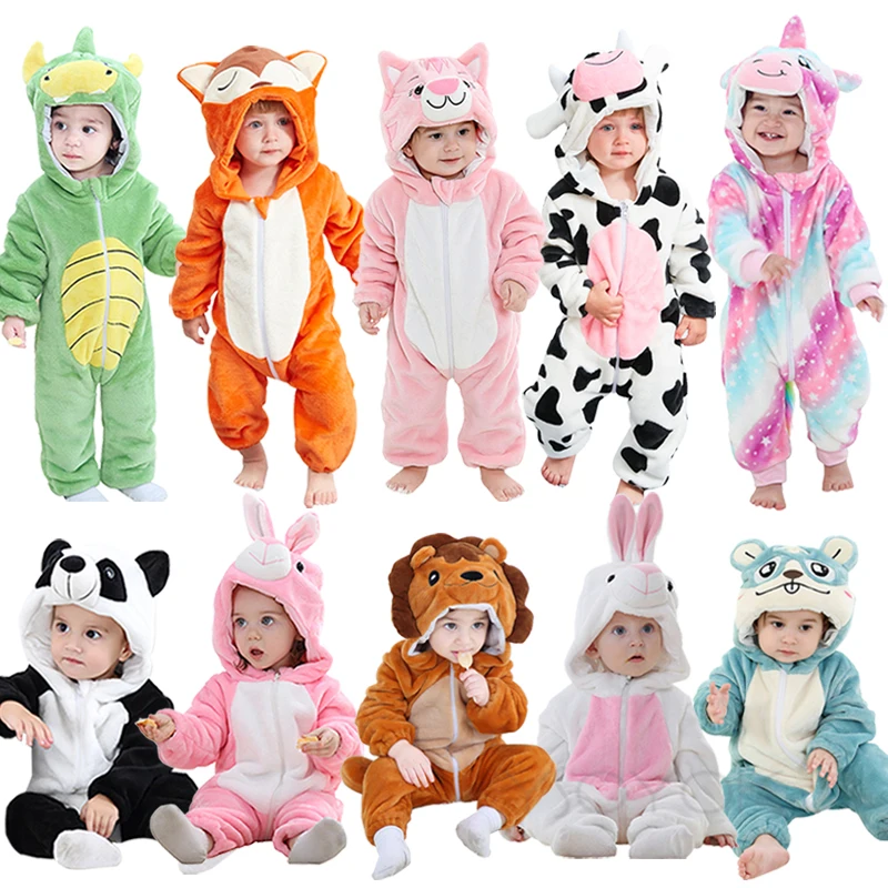 

Cartoon Baby Rompers Kigurumi Unicorn Pajamas Winter Overalls For Kids Baby Boy Girl Animal Costume Baby Onesie Bunny Jumpsuit
