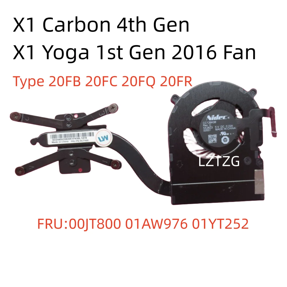 Dissipador de Calor Original para Lenovo Thinkpad x1 Carbono x1 Yoga ° Cpu Ventilador 00jt800 01aw976 01yt252