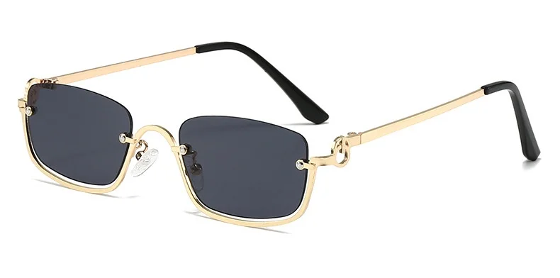 Fashion Small Square Women\'s Sunglasses Luxury Brand Metal Half Frame Sunglasses Metal Square Frame Sunglasses - Anne Klein main image 4