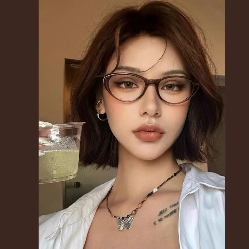Blaulichtblockierende Brille für Damen und Herren, modische Katzenaugen-Brille, für Pendeln, Reisen, weiblich, männlich, klar, Anti-Strahlungsfilter – Detail 1