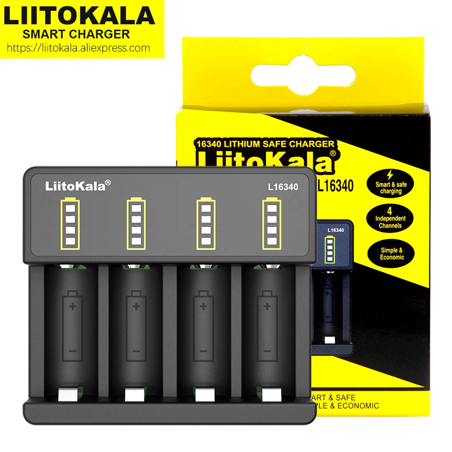 Liitokala Lii-16340 3.7V 4.2V Batteria Ricaricabile Cr123A Caricatore Cr123