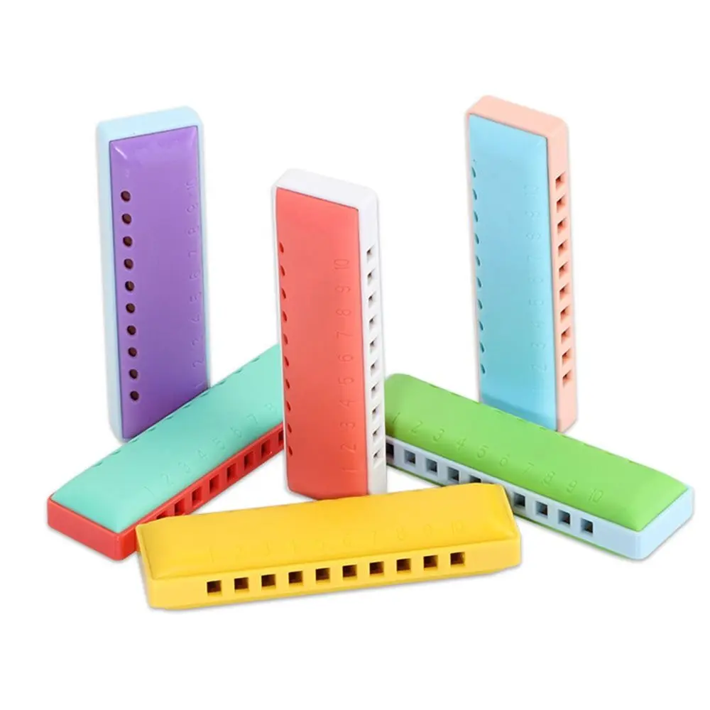 New C Tune 10 Holes Harmonica Plastic Colorful Mouth Organ Educational Toys Stage Performance