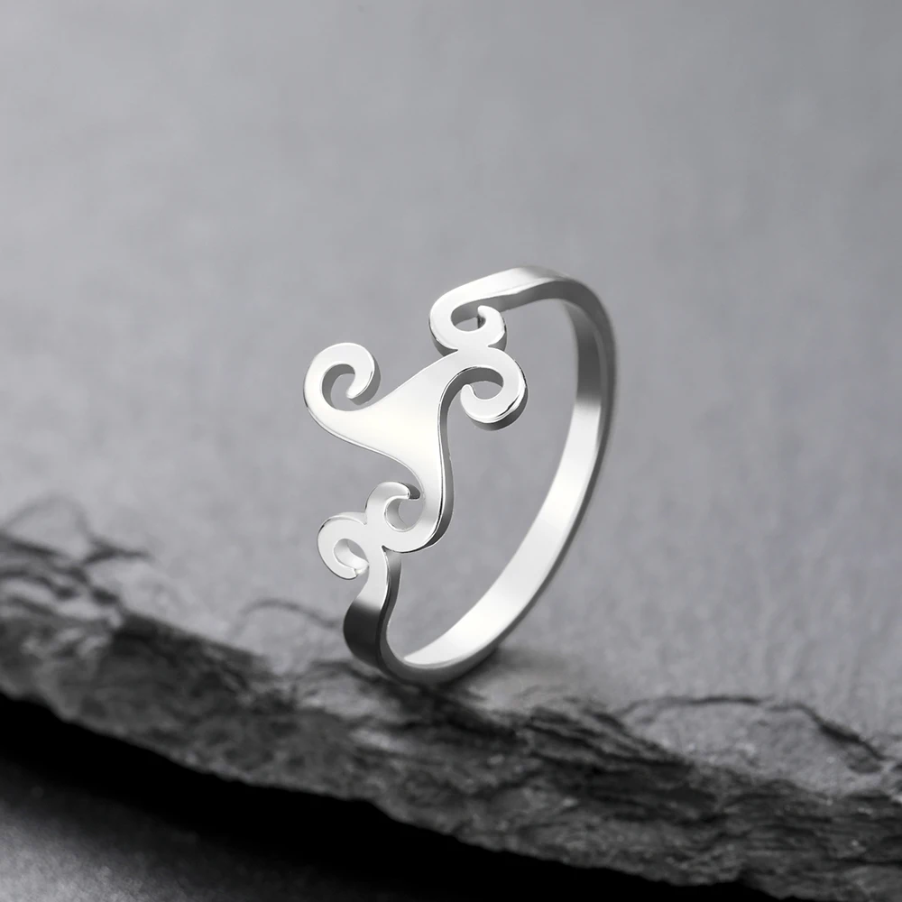 Dawapara Ancient Celtics Triskele Ring Triple Spiral Triskelion Good Luck Amulett Edelstahl Ehering Jubiläumsgeschenk – Detail 13