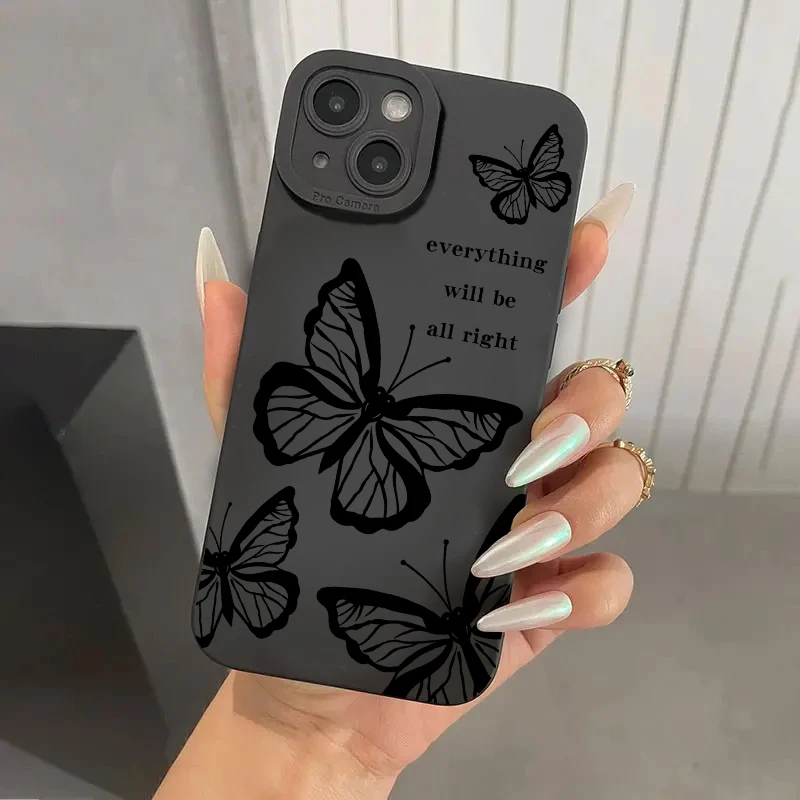 Butterfly Printed Shockproof Matte Soft TPU Silicone Phone Case