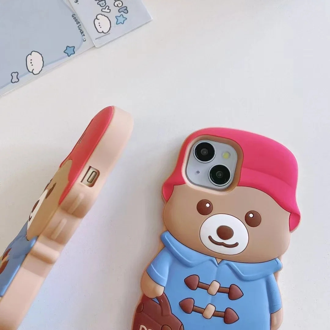3D Cartoon Cute Bear Kawaii Phone Case - Soft Silicone Cover for Kids, Girls, and Women