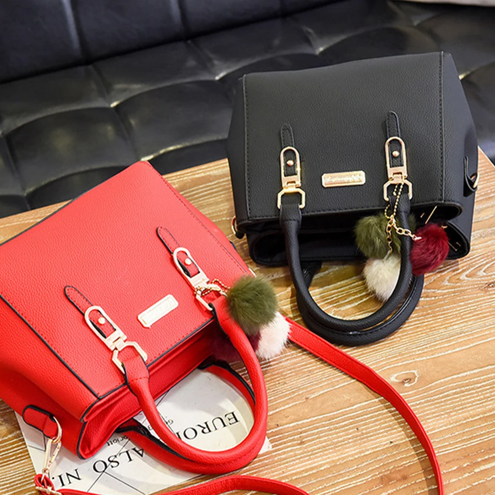 Luxury High-End PU Leather Women’s Tote Bag Plush Tassel Messenger Bags Shoulder Bags Adjustable Strap Crossbody Bags