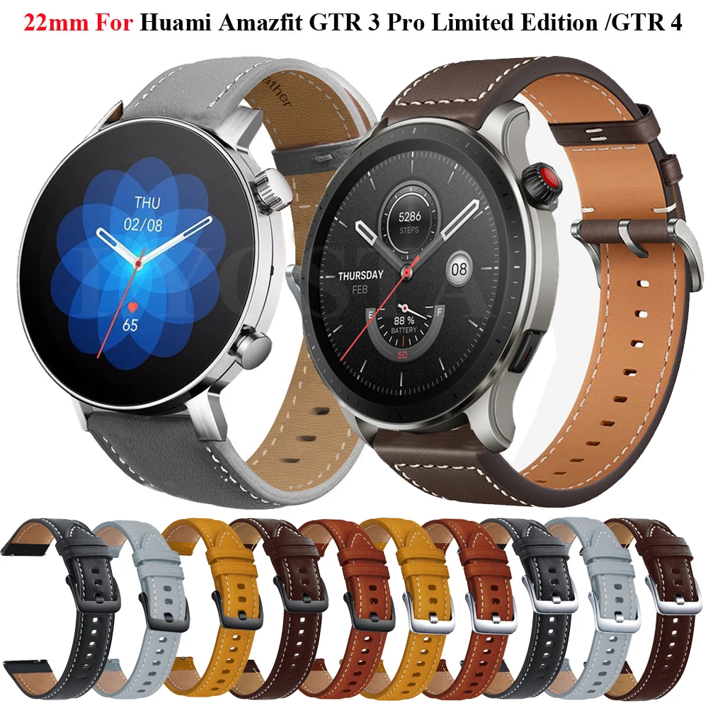Bracciale In Pelle Da 22Mm Per Amazfit Gtr 3 Pro Cinturino In Edizione Limitata Per Cinturino Xiaomi Amazfit Stratos/Gtr 2 2E/Gtr 3 Pro/Gtr 4