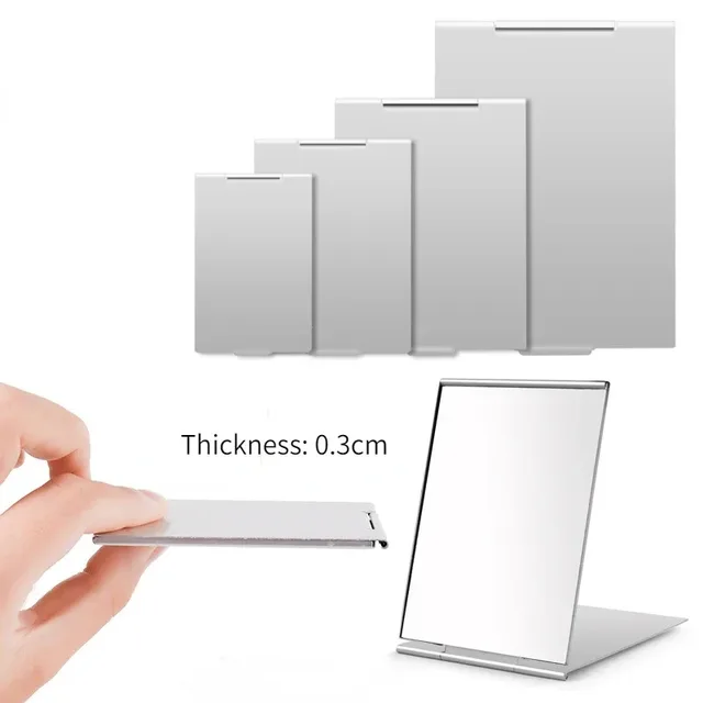 Miroir pliant en aluminium de poche, Mini miroirs de maquillage portables, petit miroir de voyage, vanité, outils cosmétiques compacts pliables 1