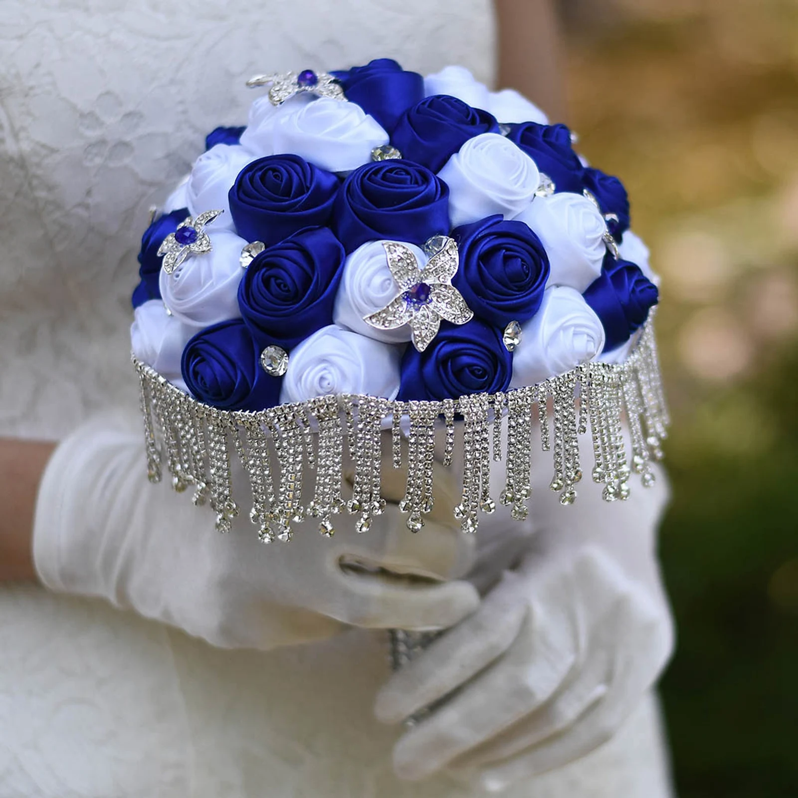 Buquê de Casamento Flores de Damas de Honra Bouquet de Flores Reais do Casamento Buquê de Flores para a Noiva Azul Marinho Flores Azuis Reais Diy 5 Computers & Electronics
