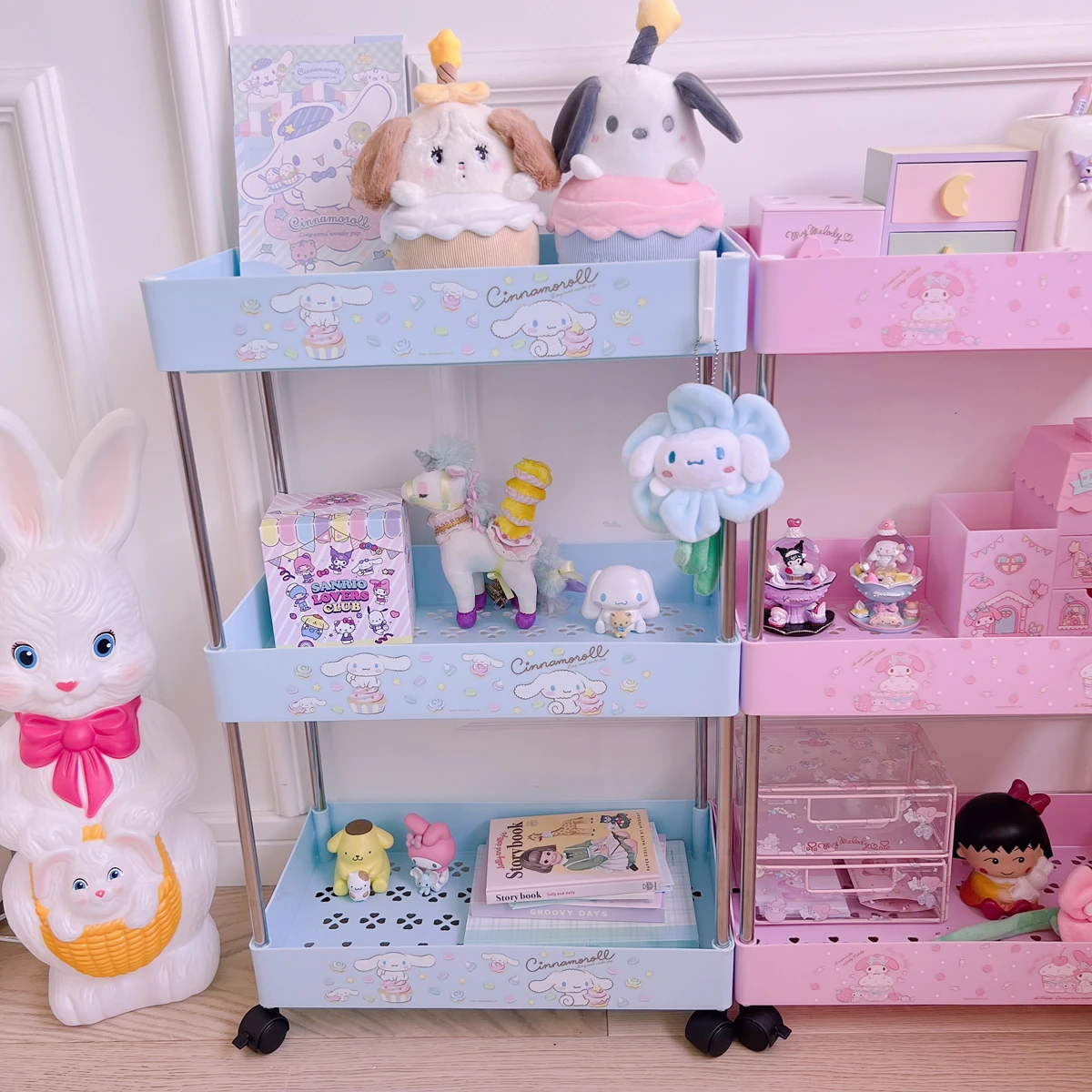 かわいいサンリオ 3 層トロリー収納ラック棚クロミマイメロディ