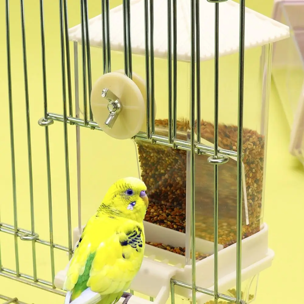 Acrylic Automatic Bird Feeder No Mess Transparent Pet Bird Food Container Large Capacity Splash Proof Parrot Hanging Feeder