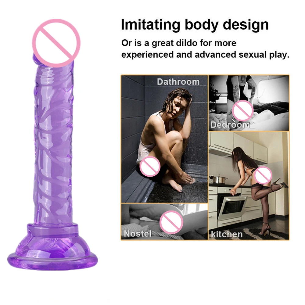 Penis Dildo Strong Suction Cup Soft Crystal Jelly Sex Toys for Woman
