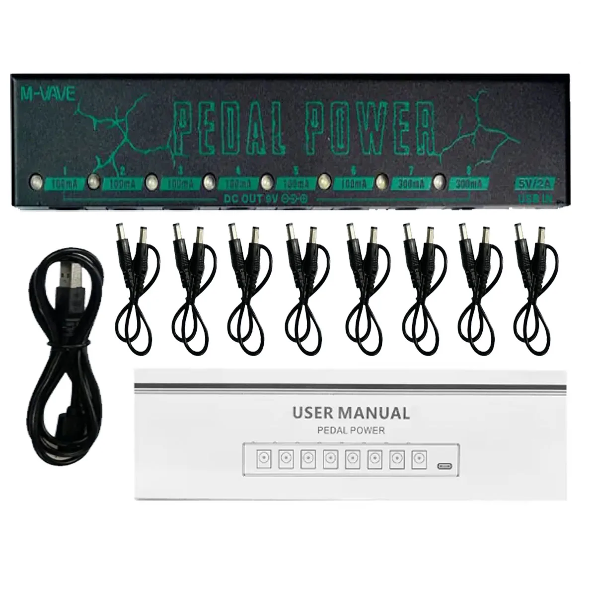 Guitar Pedal Power Supply M-VAVE PEDAL POWER 8 Isolated Pedalboard Aluminium Alloy DC Output 9V Effect Pedal