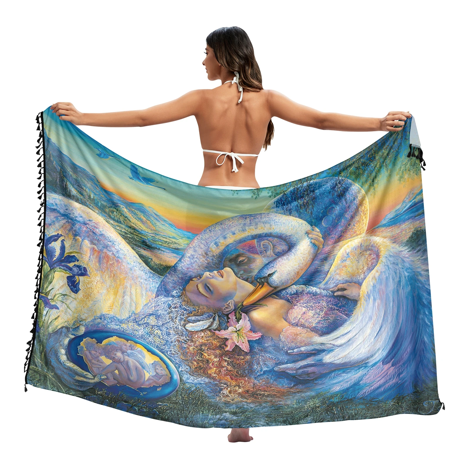 bikini cover up pants Van Gogh oil painting Twill cotton Pareo Beach Cover-Ups Women  Beach Dress Bikini Bathing Swimwear Cover Up snow Sarong Scarf swim suit coverups