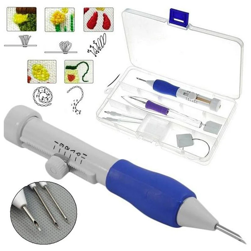 Synthetic Leather Magic Needle for Embroidery Carpet Knit Punch Needle Kit Needlework Stitching Set Embroidery Knitting Needles Pen Sewing Tools sewing store