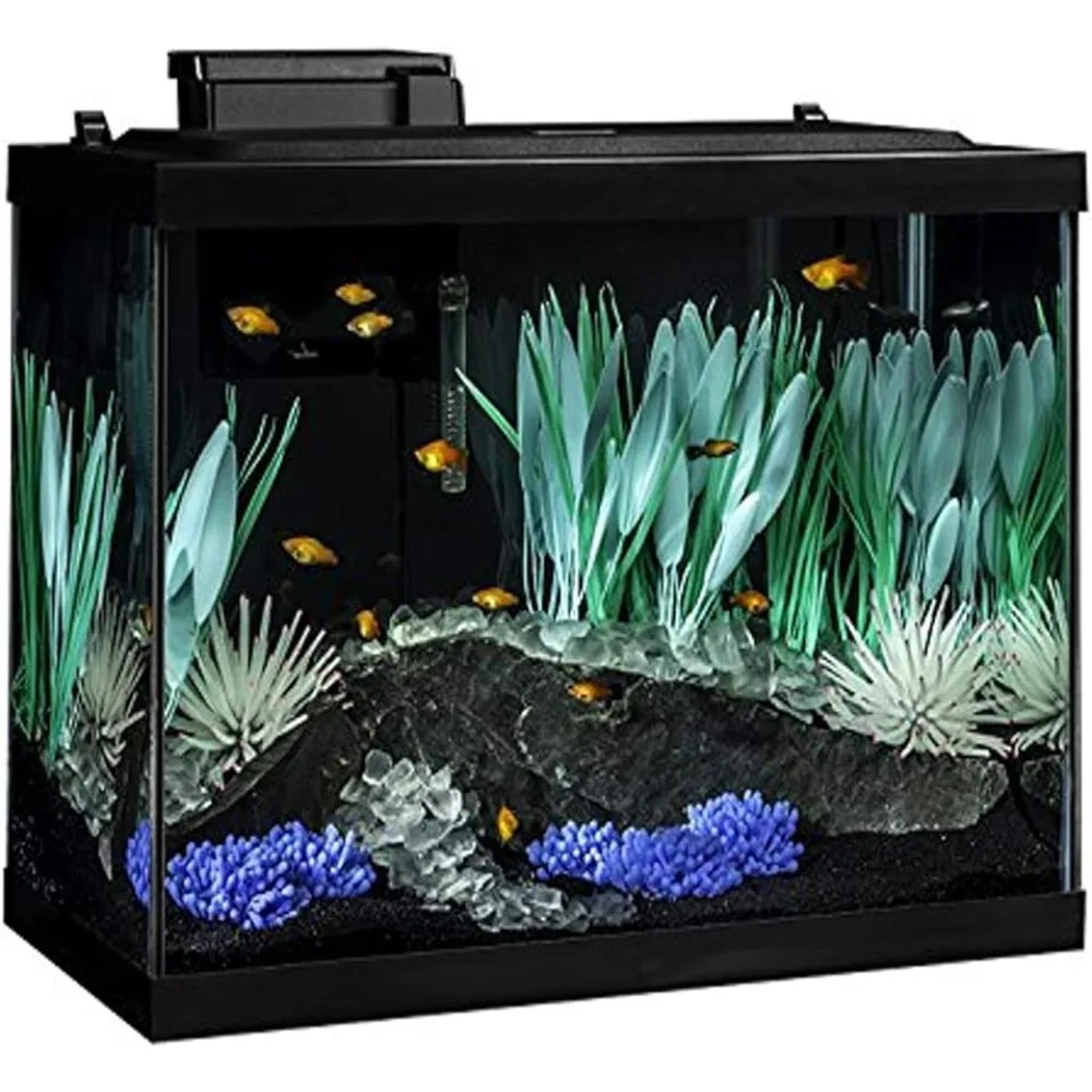 

ColorFusion Aquarium 20 Gallon Fish Tank Kit Includes LED Lighting and Decor Freight Free Fishbowl Aquatic Pet Supplies Products