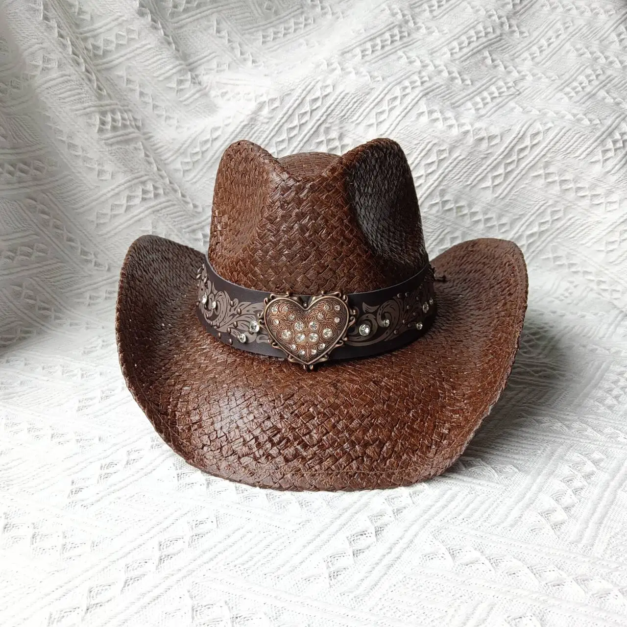 Hot Sale 2024 New Spring and Summer Hand-knitted Outdoor Travel Beach Unisex Western Cowboy Straw Hat_voghion.com