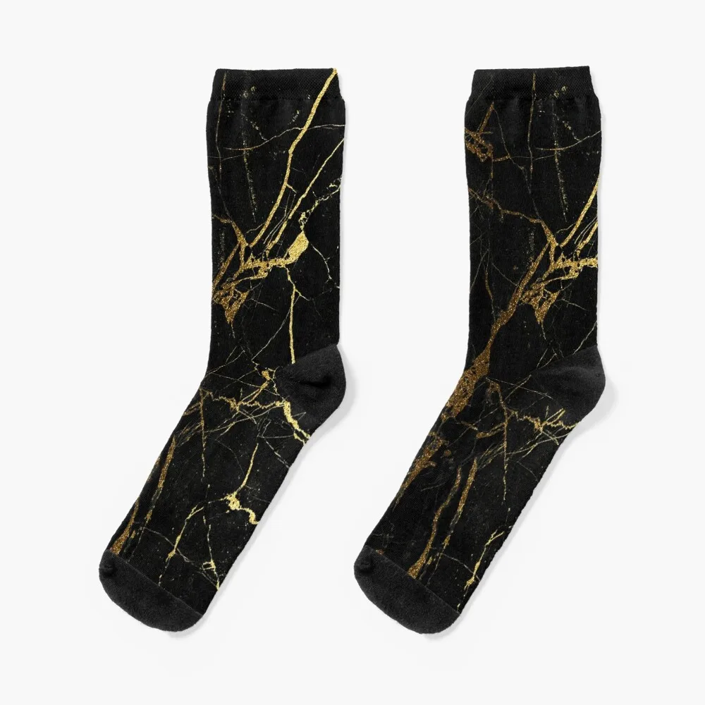 

Black and gold Marble | Texture Socks Children's hip hop bright garter football Socks Women Men's