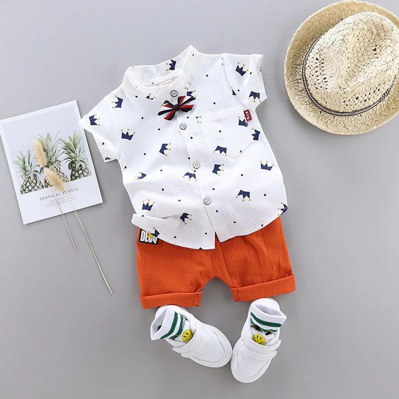 Conjunto de roupas casuais de verão para bebês, top e shorts para bebês, roupas infantis, moda infantil, 2 peças