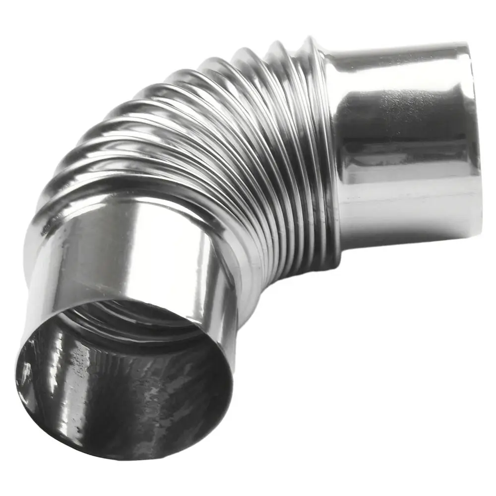 Stainless Steel Tube Steel Pipe Flexible Exhaust Pipe 1Pcs Exhaust Pipe Vents Flue Pipe Elbow Gas Water Heater Chimney Liner Bend Flue Stove Tube 50/60/70/80/90/100mm Stainless Steel