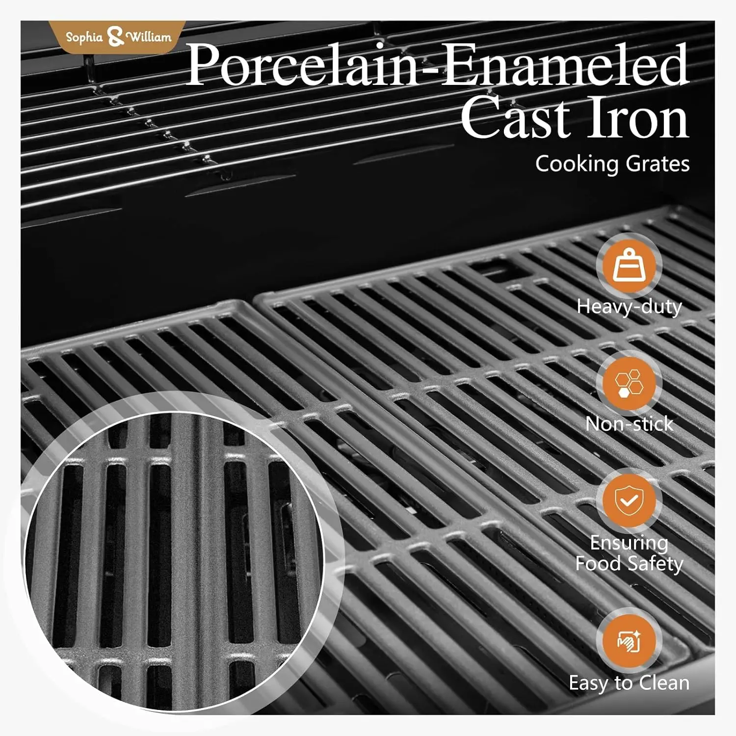 4-Burner Gas BBQ Grill with Side Burner and Porcelain-Enameled Cast Iron Grates 42,000BTU Propane Grills Outdoor