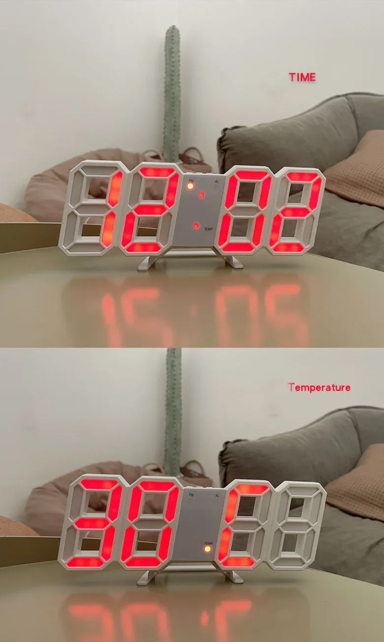 Домашние цифровые настенные часы, 3D электронные часы-будильник ...