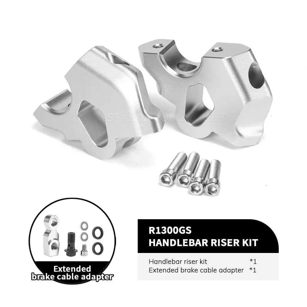 Elevador Manillar Para B&MW R 1300 GS R1300GS 2024 - Motocicleta Manillar Riser, Abrazadera Extender Adaptador (Silver