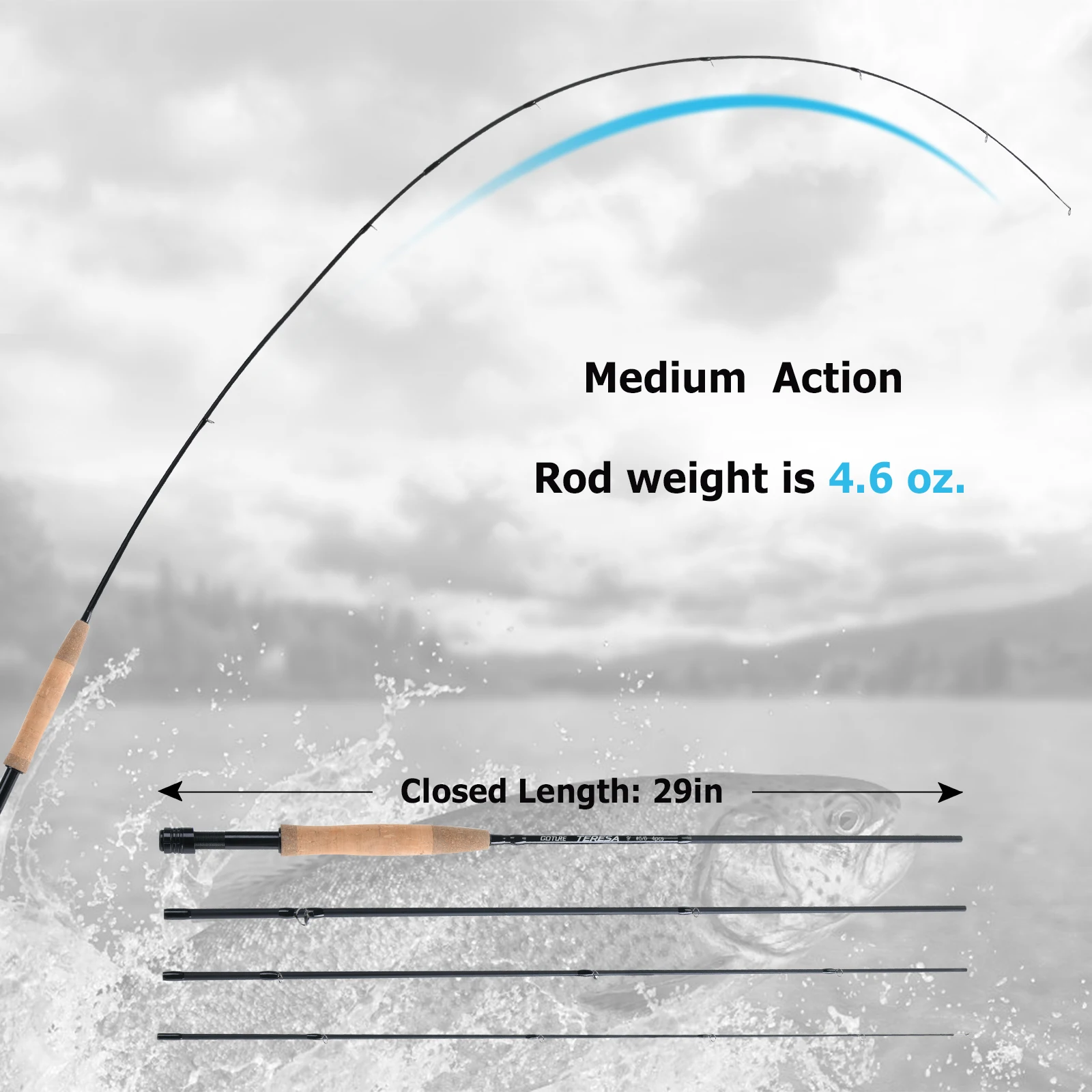 Goture 2.7m #5/6 Fly Fishing Rod Carbon Fiber 4 Pieces Portable Feeder Rod  M Power Fly Fishing Tackle For Freshwater Fishing - AliExpress