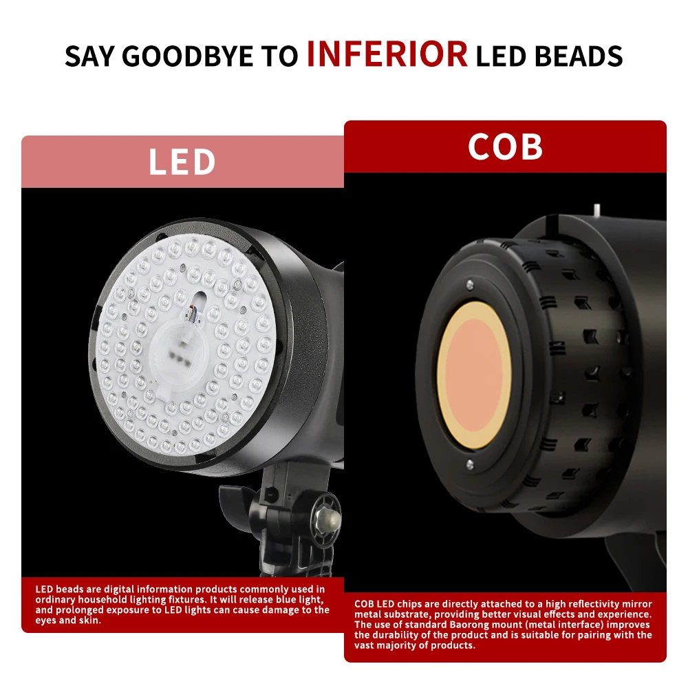 Fotografie COB-Licht Bowens 135W/115W/90W Kit 2M Stativ Fotografiezubehör für Porträt-Blitz Studiozubehör – Detail 11