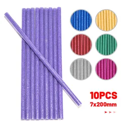 Bâton de colle thermofusible coloré 7x200mm, 10 pièces, pour pistolet à colle électrique, Album artisanal en alliage, accessoires de débosselage de voiture, réparation sans peinture 