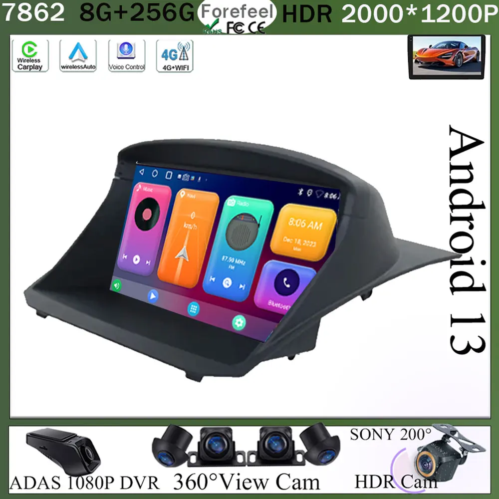 

Android 13 For Ford Fiesta 2009 - 2017 5G Wifi BT Car Stereo Wireless Carplay HDR QLED IPS Screen 360 Cam Radio DSP No 2Din DVD